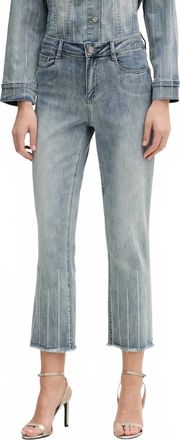 Joseph Ribkoff Rhinestone-Detail Frayed Jeans In Blue