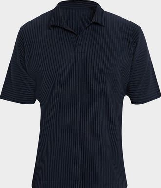 Homme Pliss&eacute; Issey Miyake Mens Pleated Polyester Polo Shirt