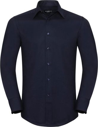 Russell Athletic Russell Collectie Heren Lange Mouw Easy Care op maat gemaakt Oxford Shirt (Heldere marine)