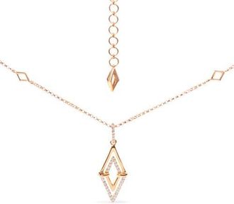 House of Brilliance 14K Yellow Gold 1/4 Cttw Diamond Double Triangle Geometric Pendant Necklace at Nordstrom