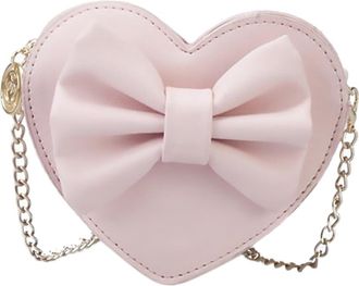 Yardwe Creative Heart-shaped Bag with Bowknot Crossbody Satchel for Women and Moderate Capacity Cosmetics and Key Holder Stylish Pink Diagonal Purse for Ever