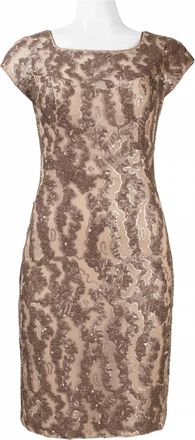 Sue Wong Sequined Sheath Dress In Champagne
