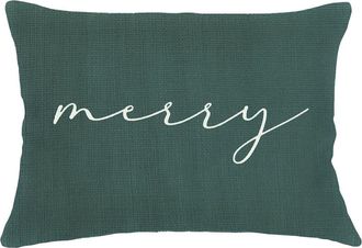 Anaya with Love Merry Linen Pillow with Down Insert in Green at Nordstrom, Size 14X20