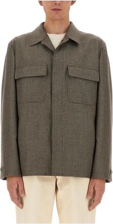 Lardini Ivansel Shirt Jacket - Heren - Zomerjassen - Bruin - M - Wol - Jassen
