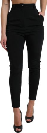 Dolce & Gabbana Black Wool Stretch High Waist Skinny Womens Pants