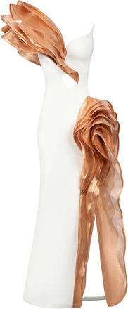 Gaby Charbachy Avondjurk met ruches en zijsplit - Wit