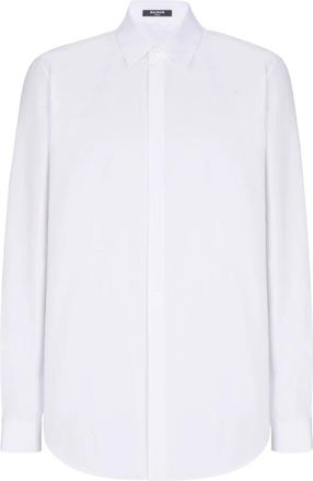 Balmain Katoenen overhemd met kenmerkend borduursel - Heren - Casual Overhemden - Wit - M - Katoen - Overhemden