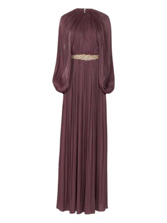 Costarellos pleated embellished dress - Purple
