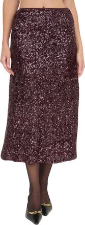 Moon River Sequin Midi Skirt In Plum