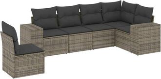 vidaXL Set De Muebles De Jard&iacute;n 6 Pzas Y Cojines Rat&aacute;n Sint&eacute;tico Gris Vidaxl