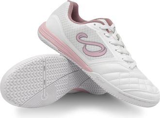 Senda Road Ushuaia Club 2.0 Indoor Soccer, Court, and Futsal Shoes, Unisex, Adult and Youth Sizes, White/Pink, 11.5 Women/10.5 Men