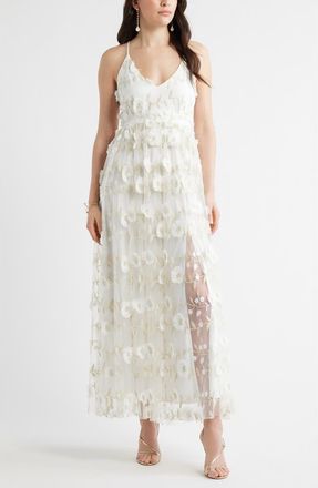 Chelsea28 3-D Metallic Floral Gown in Ivory at Nordstrom, Size X-Large