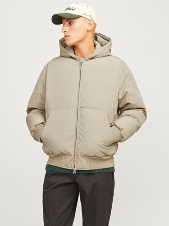 Jack & Jones Bomberjacke JACK & JONES JCOCOLLECTIVE BOMBER JACKET SN, Herren, Gr. XXL, beige (crockery), Web, Obermaterial: 100% Polyester, unifarben, regular fit,