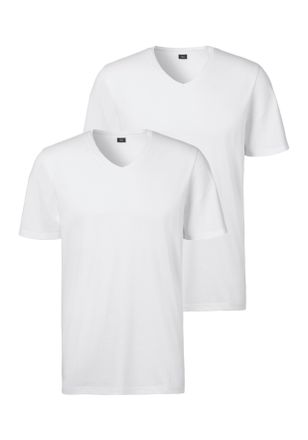 s.Oliver T-Shirt S.OLIVER, Herren, Gr. XXL, weiss (wei&szlig;), Jersey, Obermaterial: 95% Baumwolle, 5% Elasthan, unifarben, Basic, bequem normal, V-Ausschnitt, abge