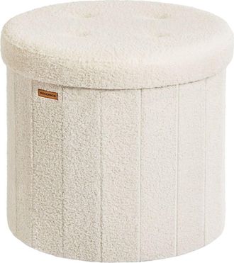 Songmics Banco redondo plegable con tapa extra&iacute;ble de color blanco