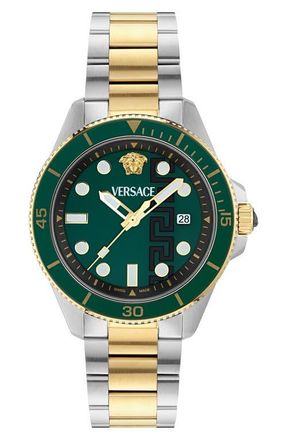 Versace Greca Force Two-Tone Bracelet Watch, 42mm in Two Tone at Nordstrom