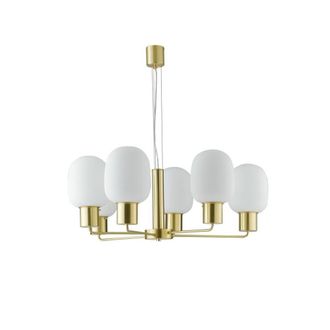 Netlighting Fellini Mutli Arm 6 Light Ceiling Pendant Gold Opal E27