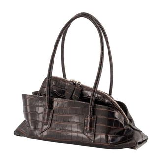 The Attico Womens La Passeggiata Small Top Handle Bag - The Attico Leather Brown Calfskin Shoulder-Hobo-Bags