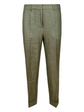 Incotex straight-leg trousers - women - Linen/Flax - 44 - Green