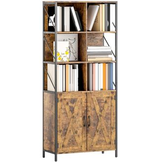 OEM Estanter&iacute;a De Libros Con 6 Compartimentos Abiertos Y Estante Ajustable Para Sal&oacute;n Oficina 75x34x172 Cm Marr&oacute;n R&uacute;stico
