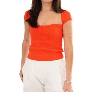 Lucy Paris Ryan Knit Top In Orange