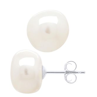 Ateliers Saint Germain Womens Earrings of Silver 925 and Real Cultured Freshwater Pearls Baroque 10 - 11 mm - White - One Size