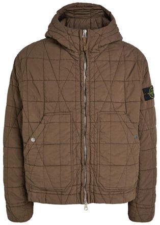 Stone Island Quilted Hooded Cotton-blend Poplin Jacket - Burgundy - XL