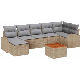 vidaXL Garden Sofa Set 8 pcs Beige and Light Grey Poly Rattan vidaXL