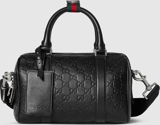 Gucci GG Emblem Small Duffle Bag, Black, Leather