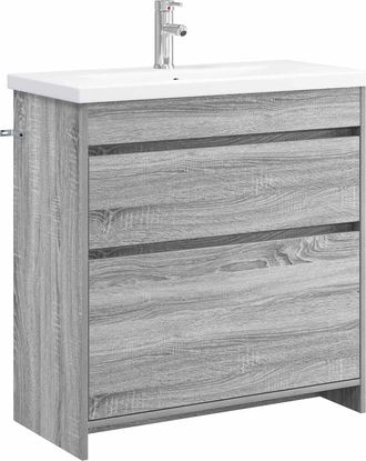 vidaXL Juego De Muebles De Ba&ntilde;o Sonoma Gris 81 X 40 X 84,5 Cm Vidaxl