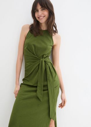 Bonprix Maxikleid BONPRIX, Damen, Gr. 48/50 (XL), N-Gr, gr&uuml;n (dunkelmoos), Obermaterial: 100% Baumwolle, unifarben, bequem, Rundhals, Kleider Maxikleid, f&uuml;r v