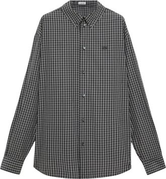 Loewe Overhemden, Heren, Zwart, M, Katoen, Technische Katoenen Shirt Met All-Over Ruitpatroon