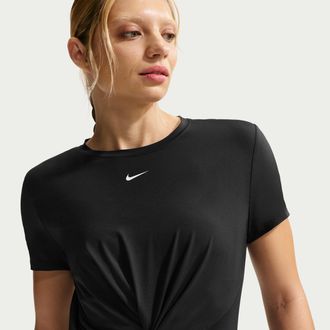 Nike Womens One Classic Twist Dri-FIT Short-Sleeve Top in Black | HJ1054-013