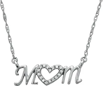 Pompeii3 Diamond Heart Mom Pendant 10k White Gold Womens Necklace Lab Grown
