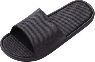 Generic Womens Open Toe Platform Slippers Non Slip Sole Summer Home and Bathroom Comfortable Shoes for Ladies (Black, 8)