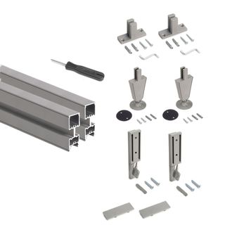 Emuca Lote De 2 Estructuras Zero Con Herrajes Y Perfiles Para Montaje Al Suelo Y A Pared Con Nivelador Circular, Aluminio Y Zamak, Gris Piedra - Emuca