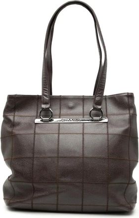 Chanel Pre-owned Tote Bags, female, Brown, Size: ONE SIZE Pre-owned Structured Leather Tote Bag