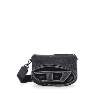 Diesel 1Dr Black Crossbody Bag With Oval D Logo On The Front And Adjustable And Removable Shoulder Strap In Cotton Blend Man