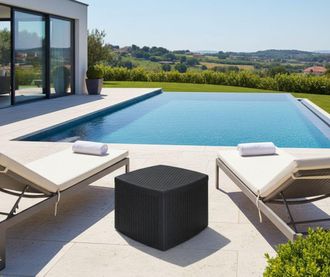Dmora Mesa Peque&ntilde;a De Jard&iacute;n Dcupid, Mesa Contenedor Multiusos, Mesa Baja Efecto Rat&aacute;n 100% Made In Italy, 53x53h40 Cm, Antracita - Dmora