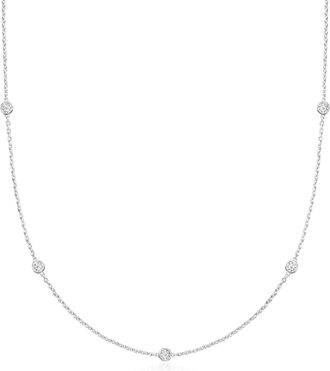 Ross-Simons Lab-Grown Diamond Station Necklace in Sterling Silver