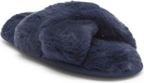 Rachel Roy Cardi Faux Fur Slipper in Navy at Nordstrom Rack, Size Small