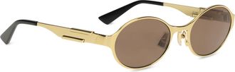 Bottega Veneta Womens Oval Sunglasses Gold-Brown Gold-Gold-Brown Metal Gold/gold/brown