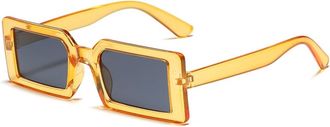 Generic Womens Square Small Frame Sunglasses Outdoor Mens Driving Sports Sun Glasses(Yellow)