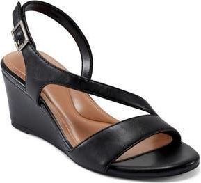 Easy Spirit Sezoe Faux Leather Wedge Sandal in Black at Nordstrom Rack, Size 5.5