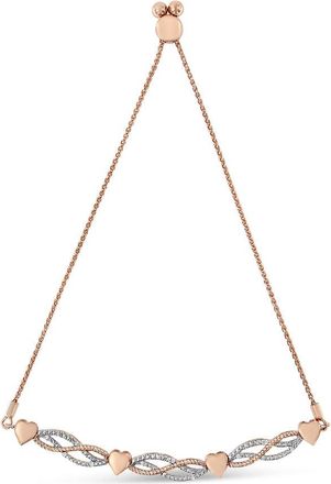 House of Brilliance 14K Rose Gold Plated.925 Sterling Silver Cttw Diamond Accent Layered Infinity Link and Heart Adjustable 4-10 Adjustable Bolo Bracelet