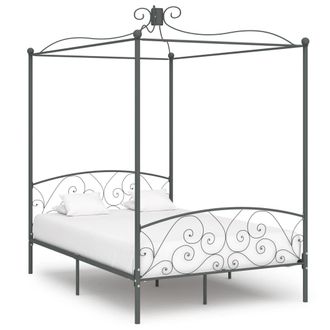 vidaXL Estructura Cama Con Dosel Sin Colch&oacute;n Metal Gris 120x200 Cm Vidaxl