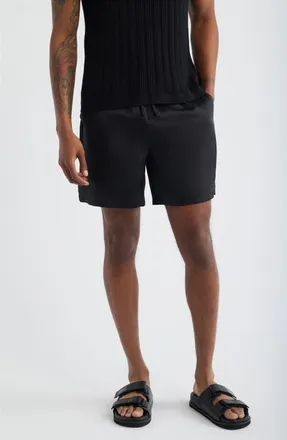 Open Edit Satin Drawstring Shorts in Black at Nordstrom, Size Xx-Large