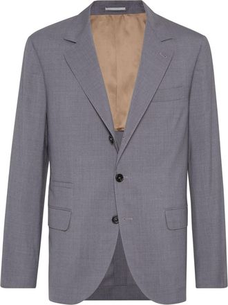 Brunello Cucinelli notched-lapels single-breasted suit - men - Cupro/Virgin Wool/Silk - 46 - Grey