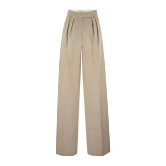 Max Mara Wide Trousers, female, Beige, Size: XS Wide Leg Pleated Trousers