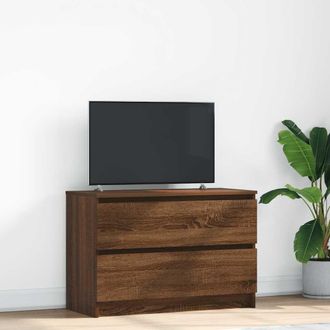 Berkfield Home TV Cabinet Brown Oak 80x35x54 cm Engineered Wood | Size: 80 x 35 x 54 cm